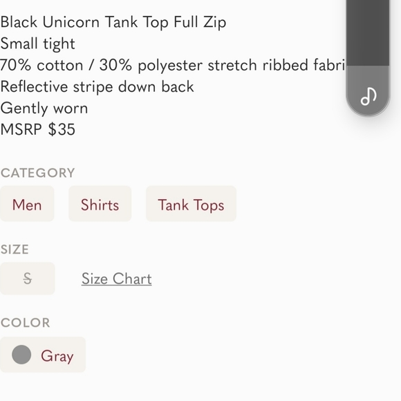 Black Unicorn Tank Top Full Zip Small tight - Picture 6 of 6